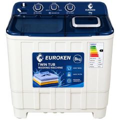 Euroken 8KG Semi Automatic Washing Machine | 8KG Washing Machine | Semi-Automatic Washer for Home & Family | Easy Wash & Laundry Solution