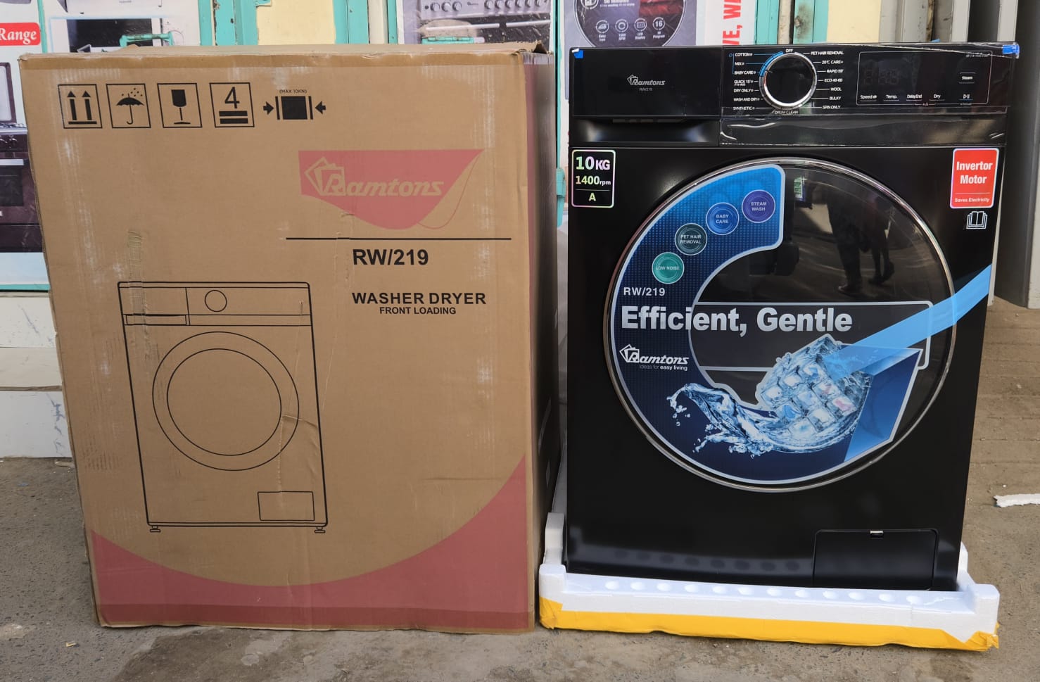 Ramtons RW/219 10KG Front Load Washer & 7KG Dryer | Fully Automatic Washing Machine | 1400RPM | Wash & Dry | 15 Programs | Child Lock | LED Display