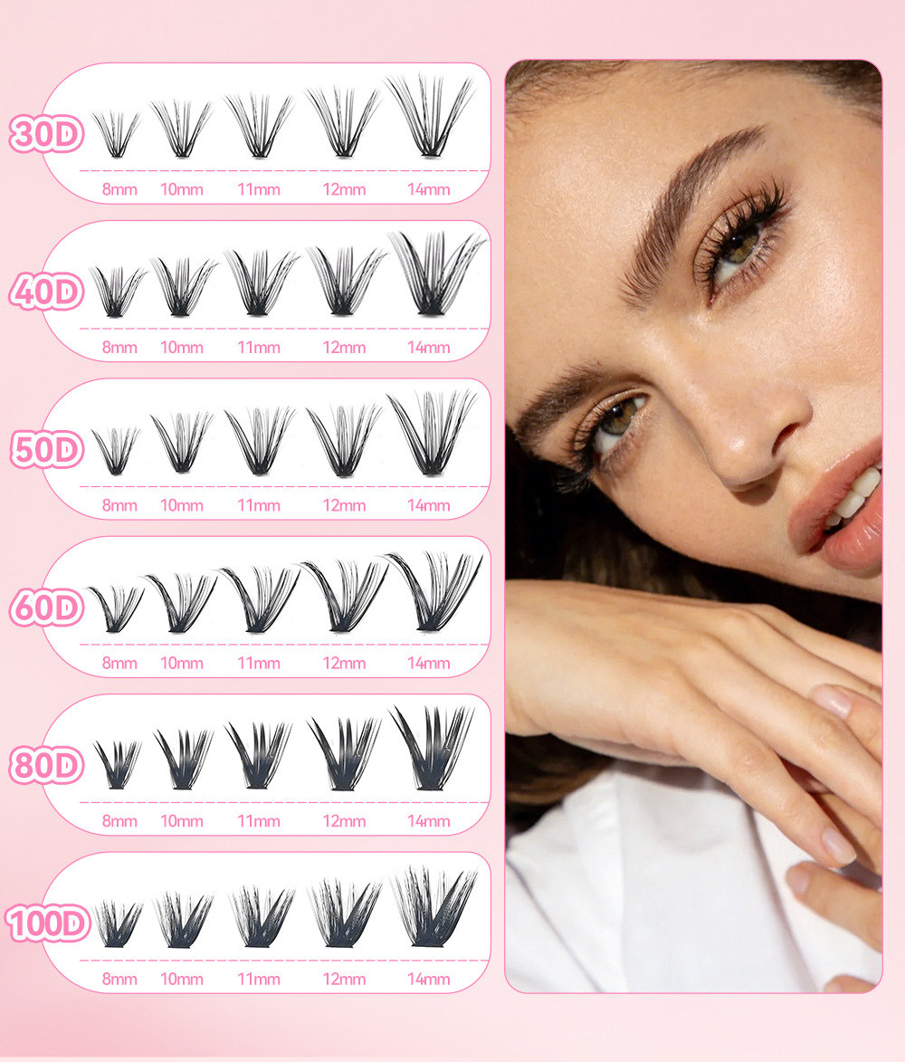 Multi‑Density Lash Book 30D‑100D Mixed Individual Lashes 3 Styles 600‑640 Clusters Full DIY Lash Kit with Tweezers, Glue & Remover