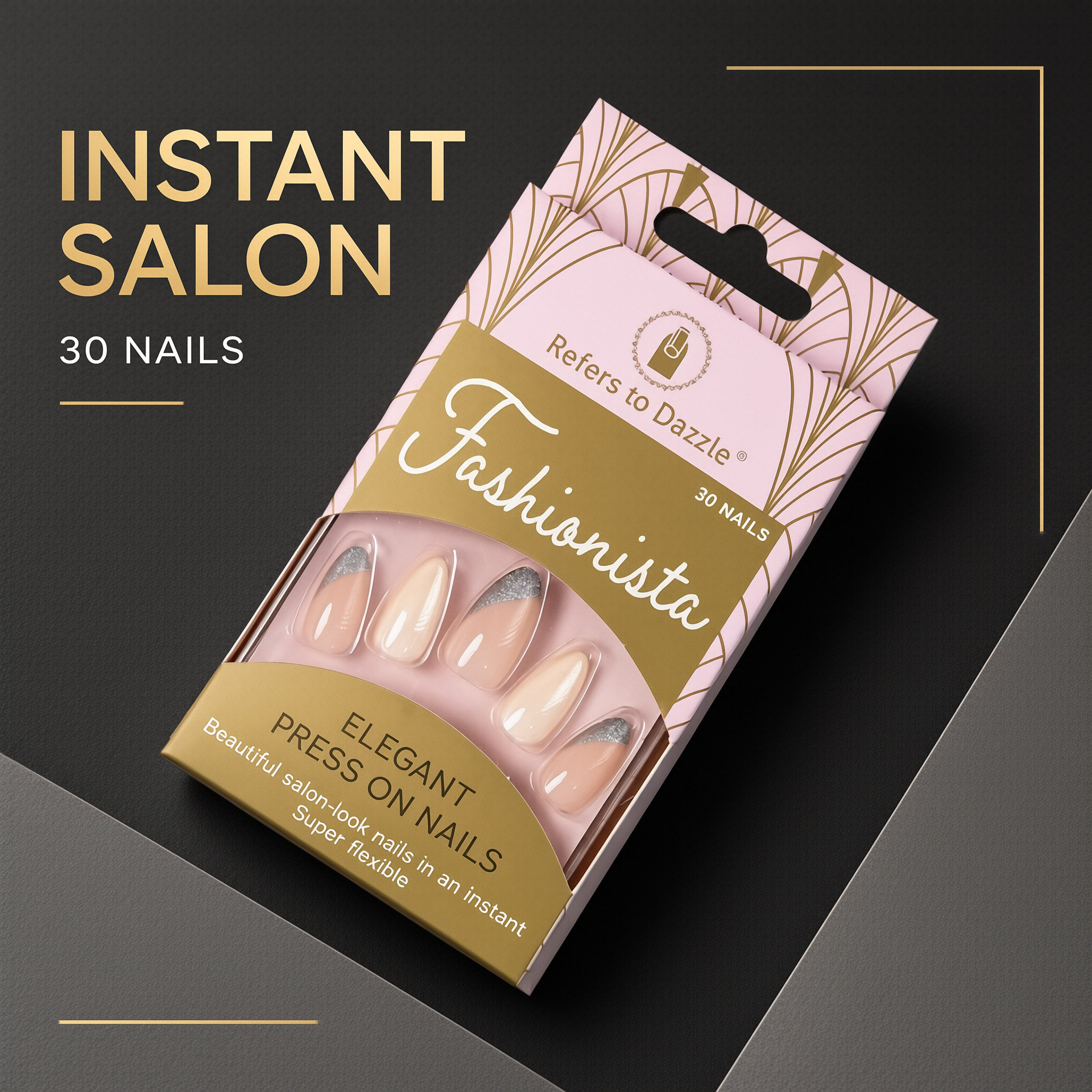 30Pcs Almond Press On Nails, Full Cover Fake Nails, Reusable Salon Nail Art, Elegant Stick On Nails For Women Girls
