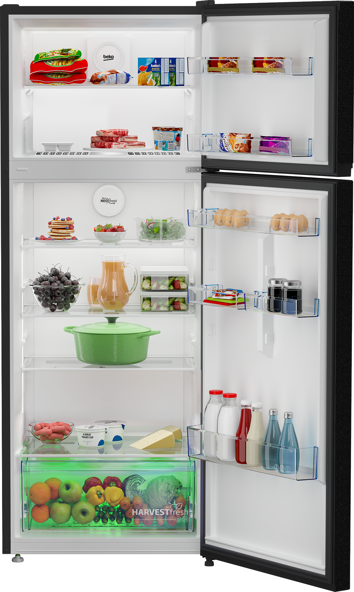 Beko RDNG455M20PB - 408L NET CAPACITY; NO FROST ; COLOUR PIANO BLACK, REFRIGIRATOR