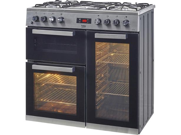 Beko  KDVF90X - 90CM, TRIPLE OVEN, SILVER,4GAS+1 WOK, ELECTRIC OVEN