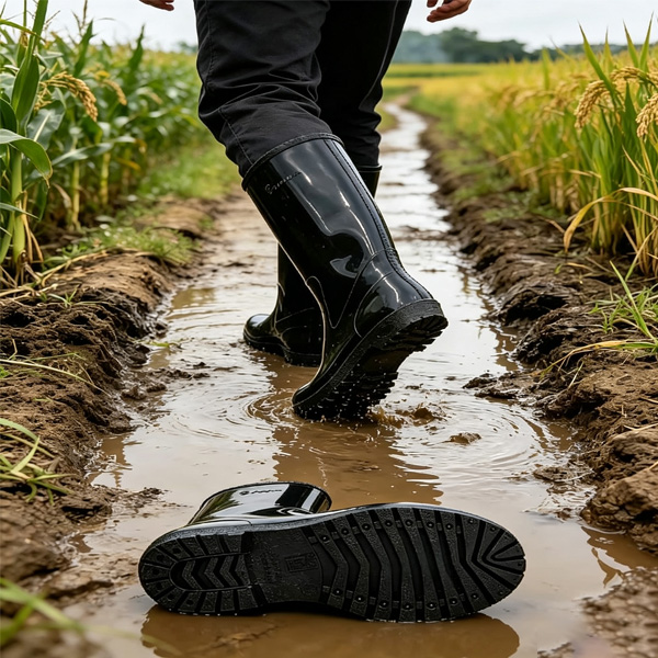 TANA Champe Gumboots Rain Boots Waterproof Garden Shoes Men Women Safety Footwear Working Mud Boots Non Slip Long Shoes Black