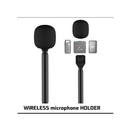 Handheld Wireless Microphone Holder with Pop Filter, Holder for DJI/Hollyland/Rode/Movo Wireless Mic