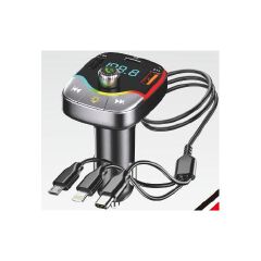 Aldeepo AD-BC10 Wireless Car MP3 Player & Charger - Black, Bluetooth, Dual USB, Type-C