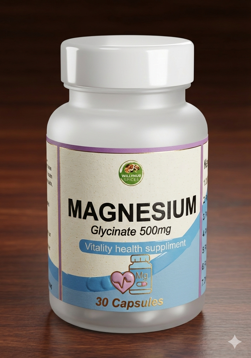 Magnesium Glycinate 500mg, 30,60,120 Capsules, High Absorption & Gut-Friendly, Bone, Muscle, Heart, Energy Support