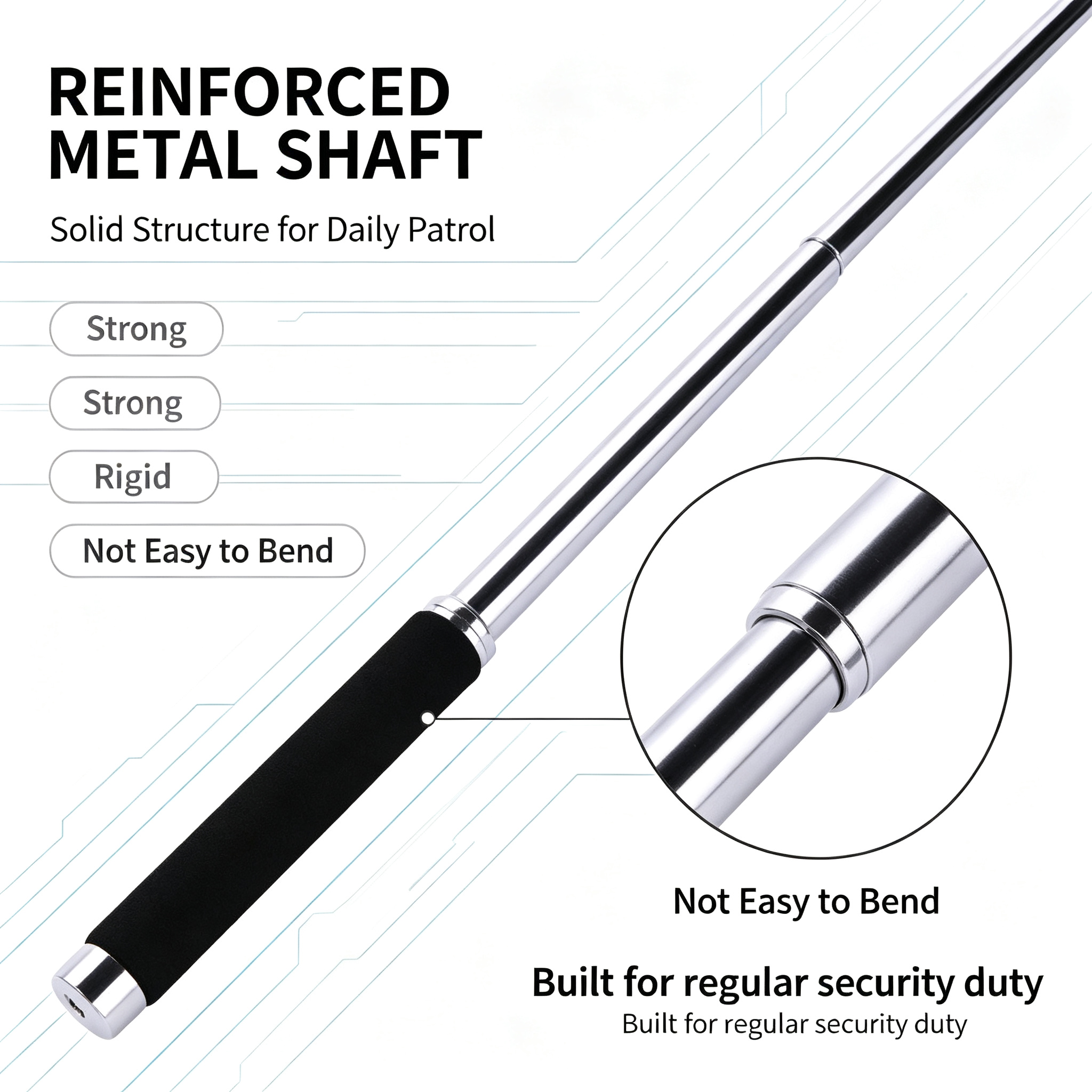 Silver Expandable Security Baton for Askari Watchman | 65cm Full Length, 24cm Collapsed, Free Canvas Holster