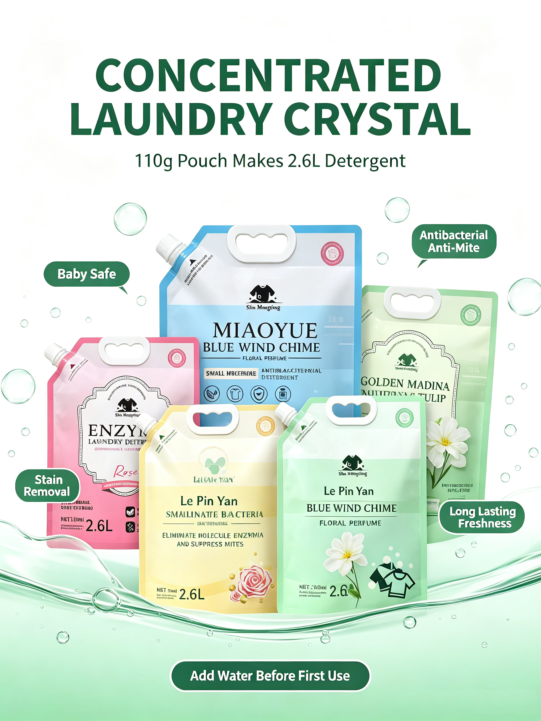 Concentrated Laundry Liquid.Portable Microcrystalline Enzyme Concentrated Laundry Sachet, Removes stubborn stains with natural enzymes.DIY Make Large Capacity Detergent, Deep Cleaning for Home & Trip.