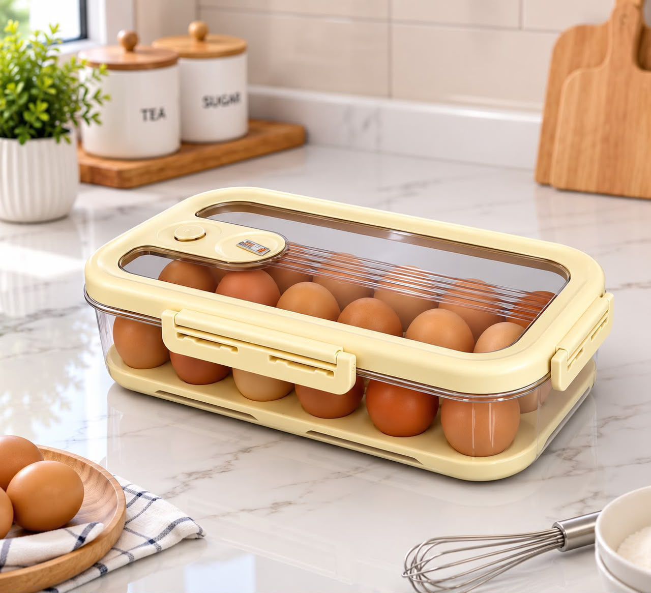 24-Piece Egg Storage Box for Refrigerator, Sealed Fresh-Keeping Egg Container with Individual Compartments, Space-Saving Fridge Organizer for Neat and Convenient Egg Storage
