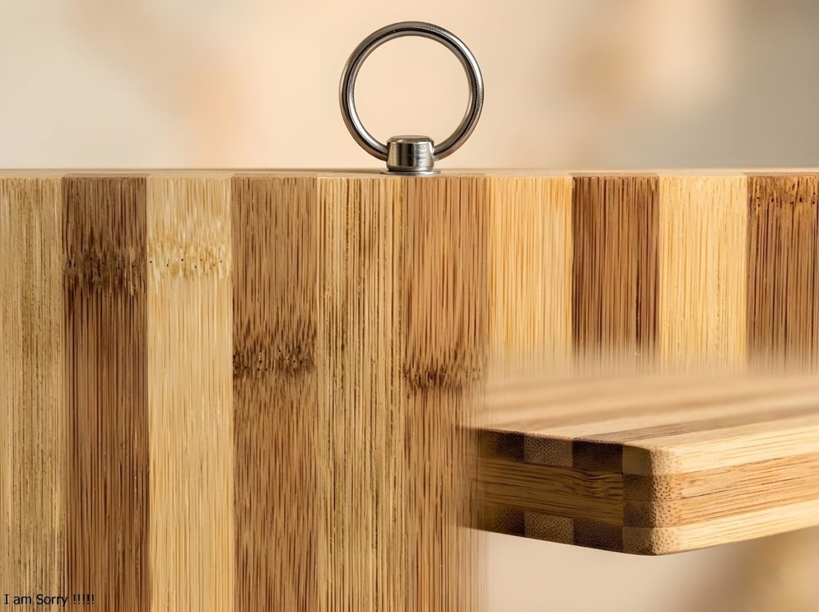Bamboo Wooden Chopping Board with Steel Hanging Ring, Thick Heavy Duty Cutting Board for Kitchen Food Preparation, Reversible Wood Board for Vegetables, Fruits, Bread, Meat and Daily Cooking