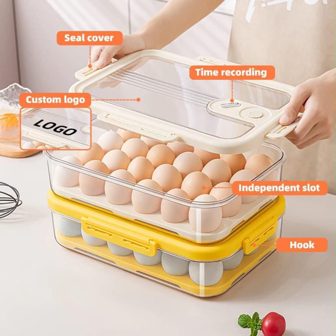 24-Piece Egg Storage Box for Refrigerator, Sealed Fresh-Keeping Egg Container with Individual Compartments, Space-Saving Fridge Organizer for Neat and Convenient Egg Storage