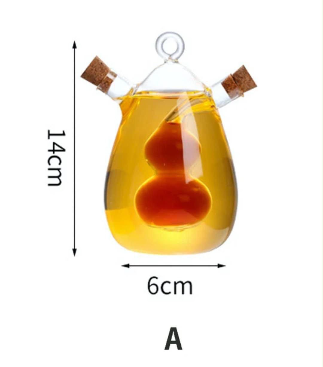 2-in-1 Oil & Vinegar Dispenser 350ml – Double-Mouth Borosilicate Glass Bottle for Cooking Oil, Vinegar, Soy Sauce & Other Liquid Condiments, Refillable Kitchen Storage