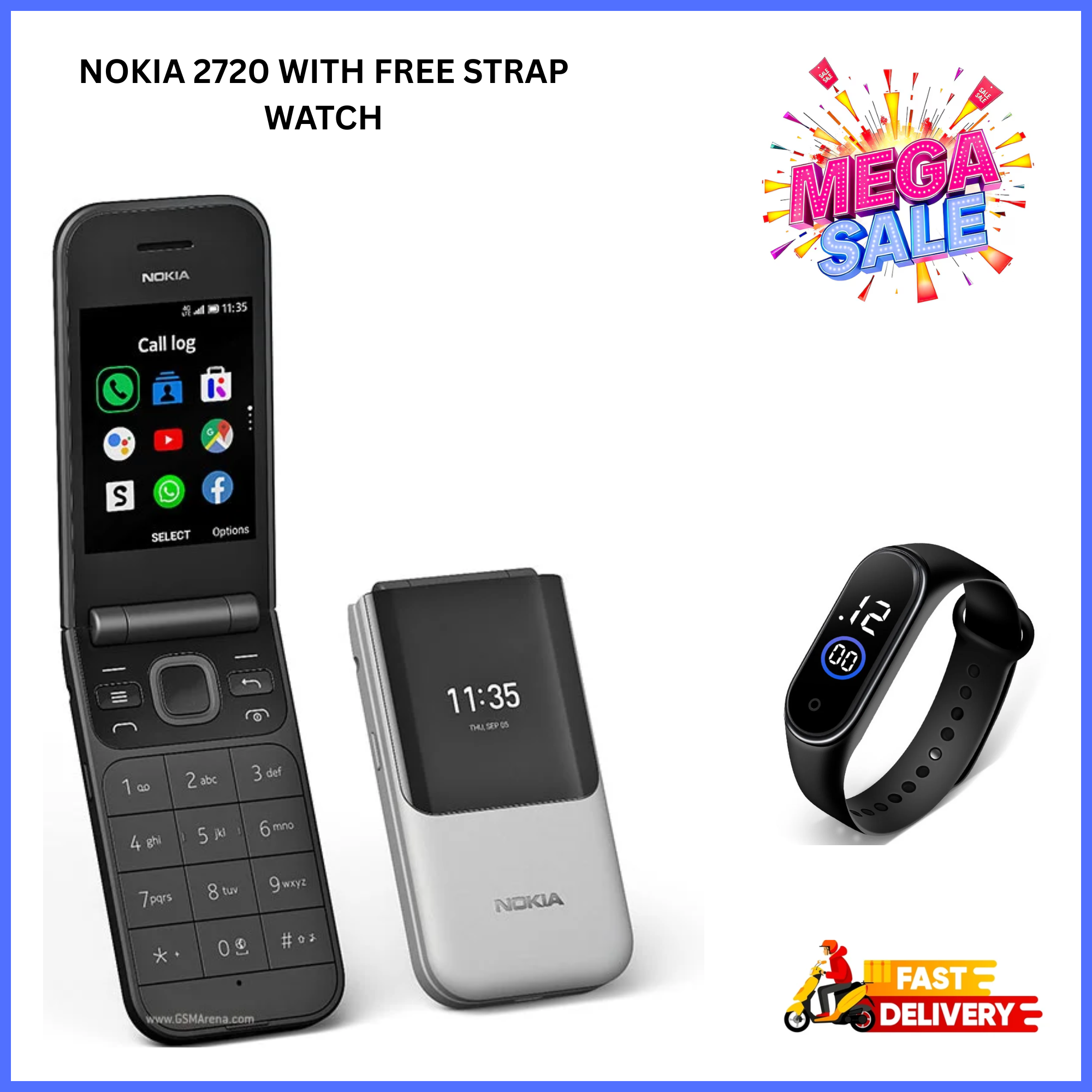 OFFER OFFER!!! 🔥🔥🔥 Brand New Nokia 2720 Flip Mobile Phone, Dual Screen, Equipped with 4G Internet - Long Battery Life - Compact and Strong Dual Sim Card ,4 GB Internal Memory, 512 MB RAM, Dual SIM
