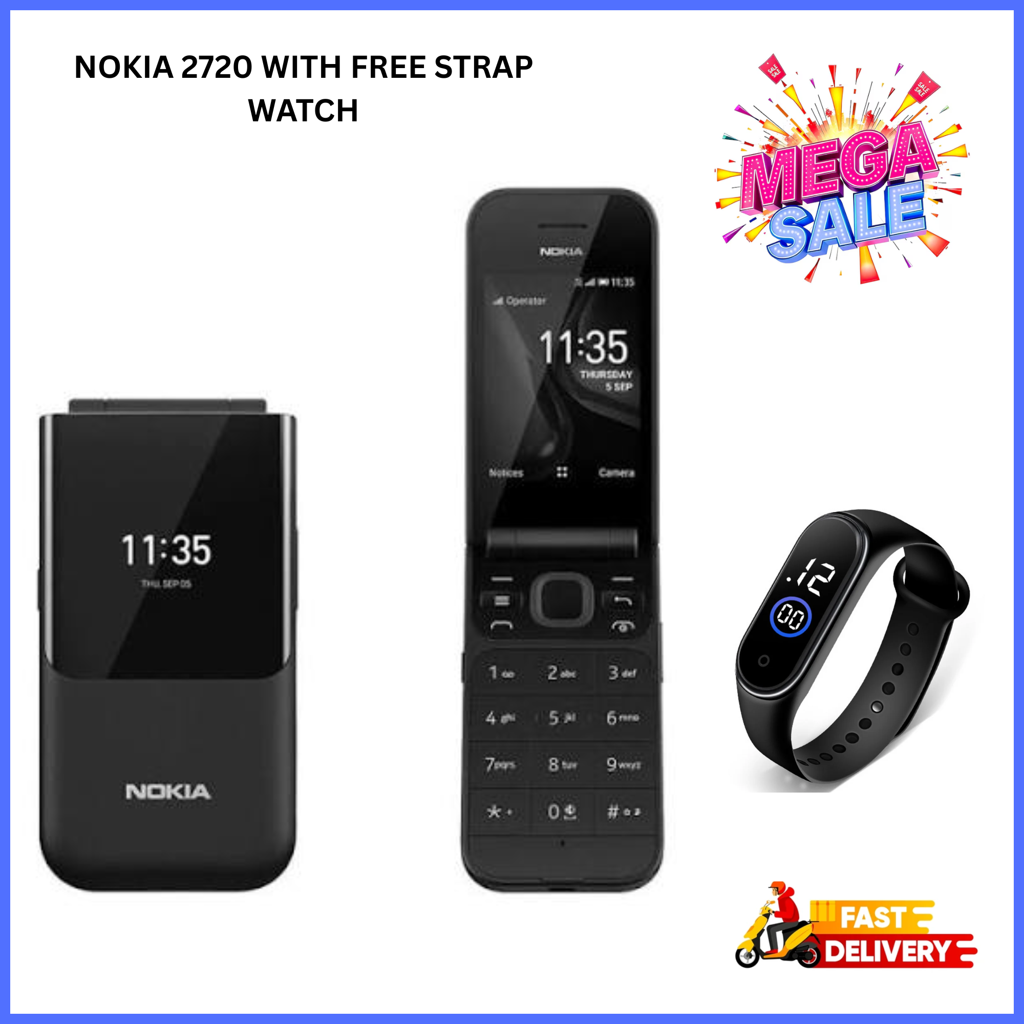OFFER OFFER!!! 🔥🔥🔥 Brand New Nokia 2720 Flip Mobile Phone, Dual Screen, Equipped with 4G Internet - Long Battery Life - Compact and Strong Dual Sim Card ,4 GB Internal Memory, 512 MB RAM, Dual SIM