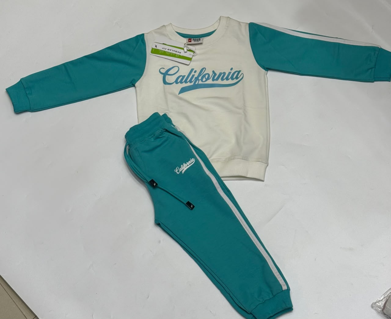 ROCK n RIDE Girls 2–7 Years 100% Cotton California Sweatshirt & Jogger Tracksuit Set - Dusty Pink/White