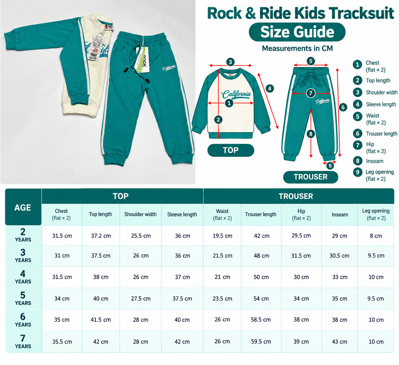 ROCK n RIDE Girls 2–7 Years 100% Cotton California Sweatshirt & Jogger Tracksuit Set - Dusty Pink/White