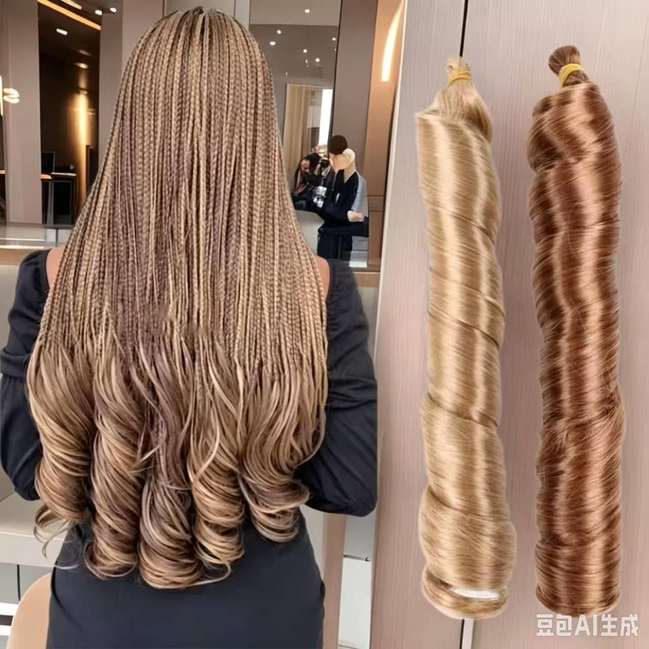 【Mix & Match 3 Colors】MISS GLOW French Curly Braiding Hair 24 Inch – Choose 3 Colors, 3 Packs (150g Each, 450g Total) – Synthetic Hair Extensions Wig ladies fashion long curly