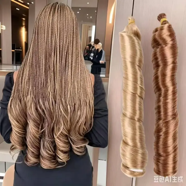 【Mix & Match 3 Colors】MISS GLOW French Curly Braiding Hair 24 Inch – Choose 3 Colors, 3 Packs (150g Each, 450g Total) – Synthetic Hair Extensions Wig ladies fashion long curly