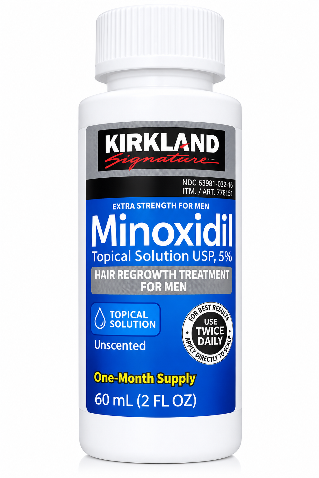 Kirkland Signature Minoxidil 5% Topical Solution for Men 60ml – Extra Strength Hair Regrowth Treatment