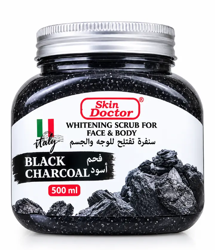 Skin Doctor Black Charcoal Whitening Scrub for Face & Body – Exfoliating Skin Scrub