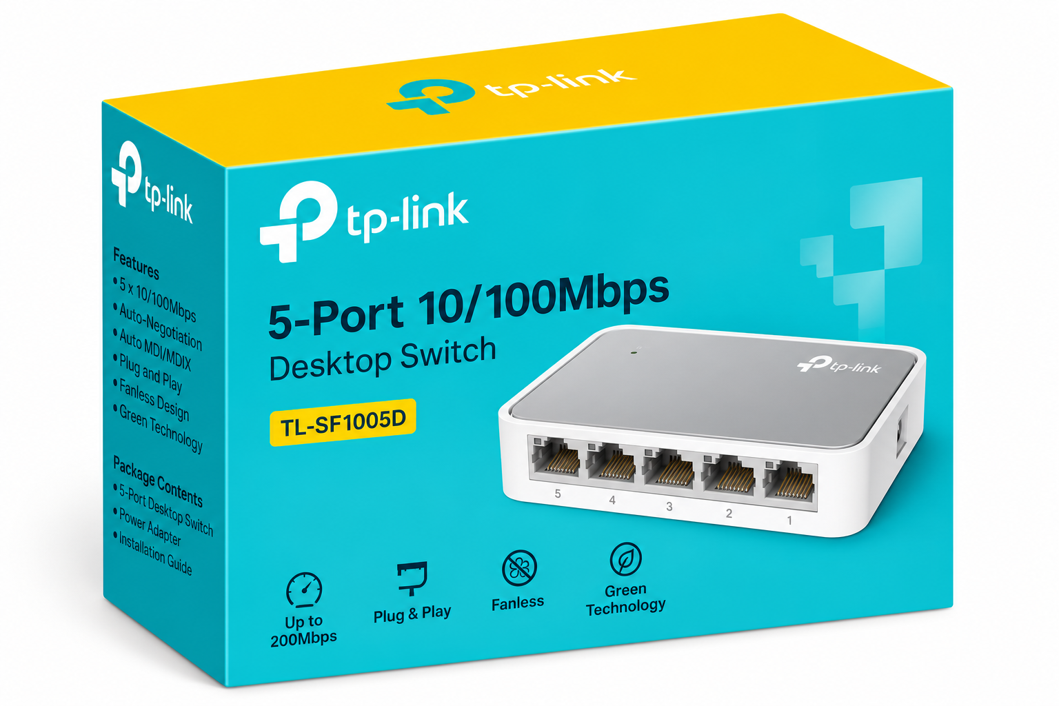 TP-Link TL-SF1005D 5-Port 10/100Mbps Ethernet Switch – Plug & Play Desktop Network Switch