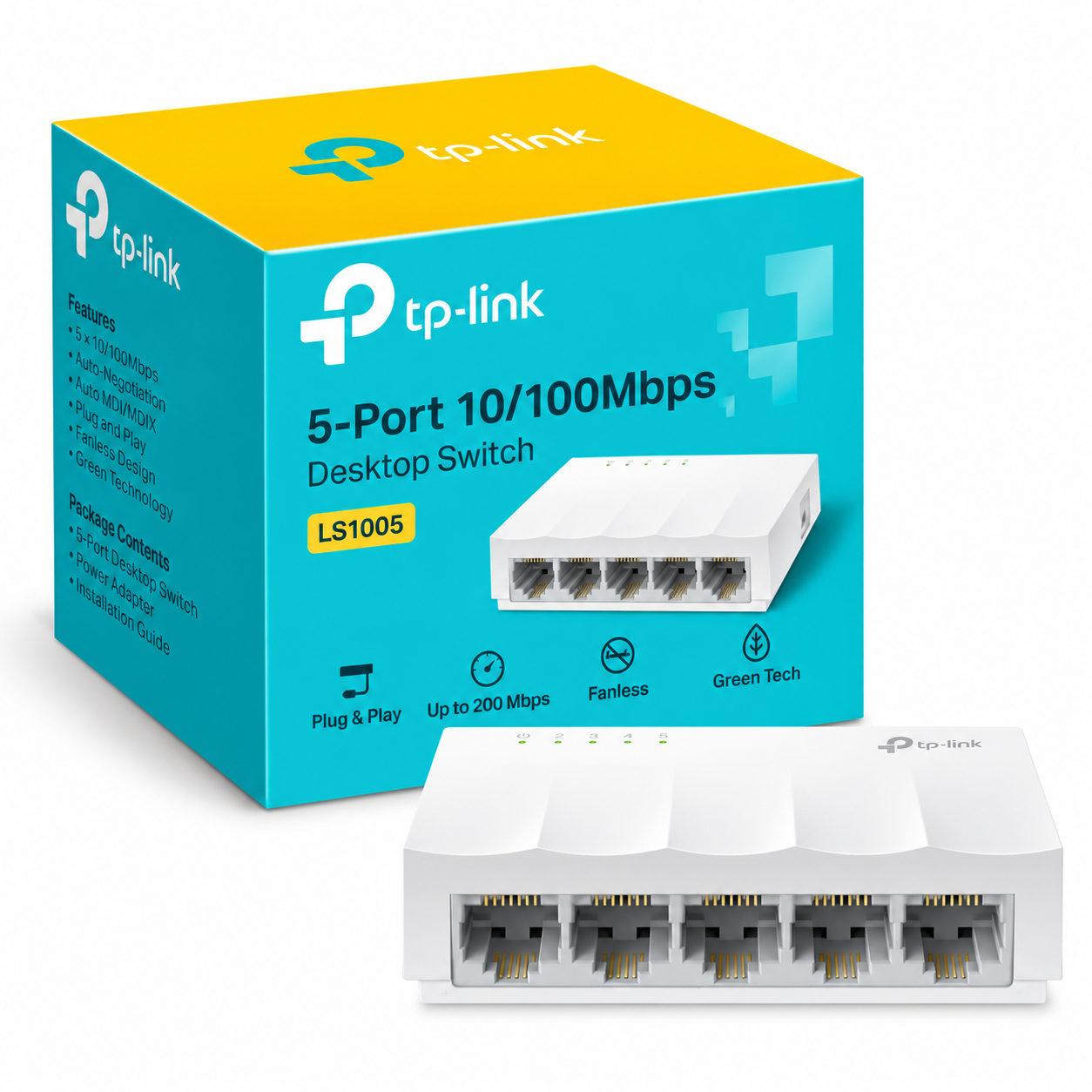 TP-Link TL-SF1005D 5-Port 10/100Mbps Ethernet Switch – Plug & Play Desktop Network Switch