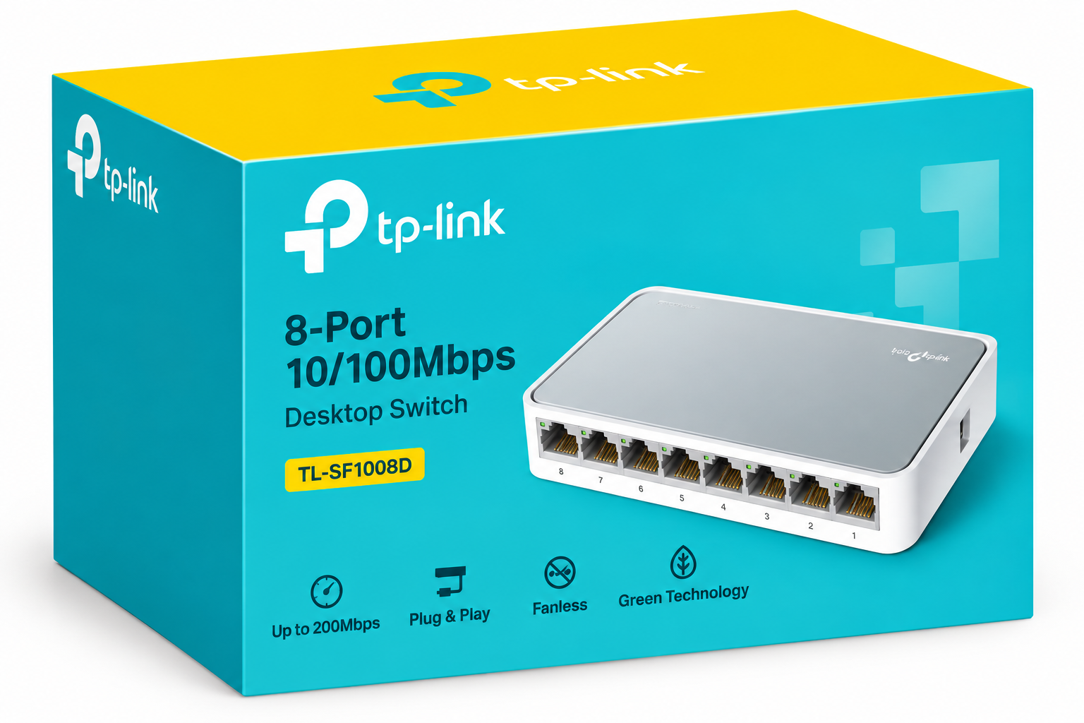 TP-Link TL-SF1008D 8-Port 10/100Mbps Ethernet Switch – Plug & Play Desktop Network Switch