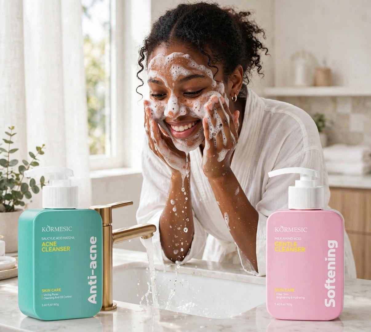 KORMESIC Salicylic Acid Matcha Anti-Acne Cleanser 160g - Oil Control, Unclog Pores & Clear Acne - Gentle Face Wash