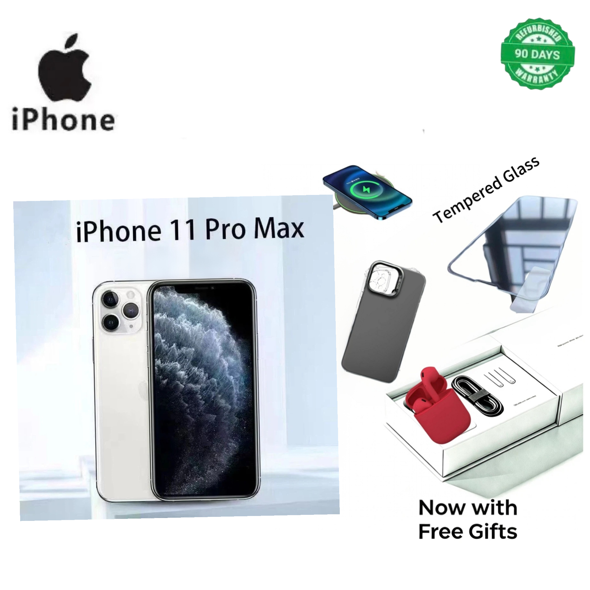 Refurbished Apple iPhone 11 Pro max 512/256G/64G + 4GB Smartphone Face ID Unlock 6.5 Inch+4G Refurbished Phone No face recognition  Already unlocked for global use