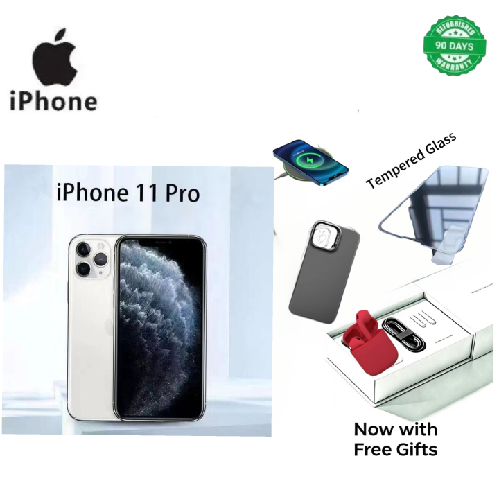 Refurbished Apple iPhone 11 pro A13 Bionic Chip Smartphone, 4GB RAM + 64GB/128GB/256GB Storage, Face ID, Dual SIM, 2G/3G/4G/LTE Compatible, 12MP + 12MP Rear Cameras with Facial Recognition Unlock