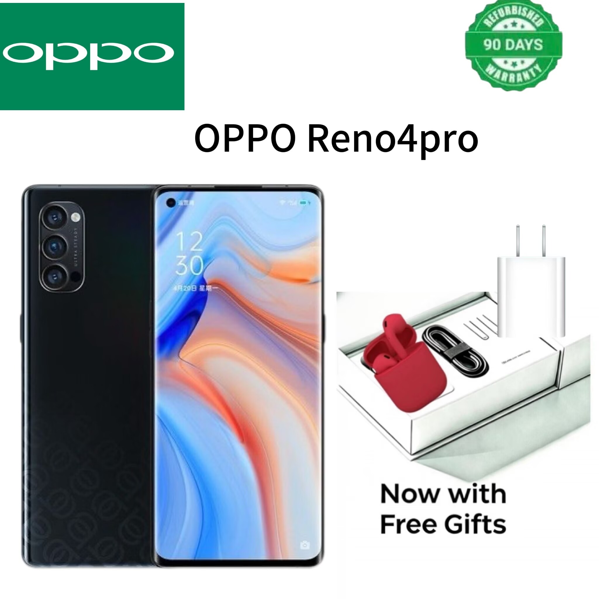 Refurbished Phone OPPO Reno4 Pro 13(8+5)GB RAM 90hz AMOLED Curved Screen 128GB Stoarge in-Display Fingerprint 48MP+32MP 4025 mAh 5G Snapdragon 765G OPPO Reno 3 Pro Smart