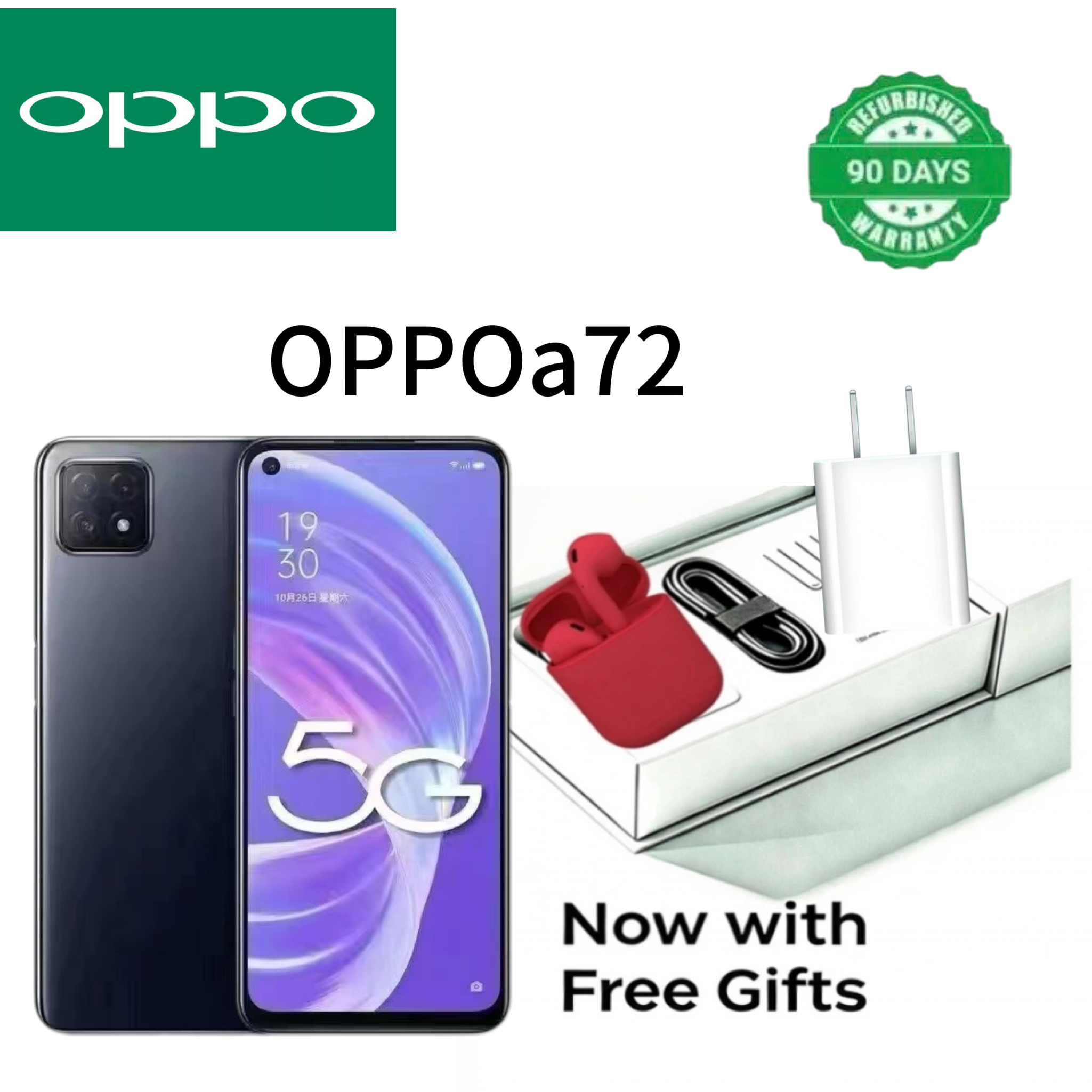 Refurbished OPPO A72 is a 5G mobile phone released in December 2020. Biometric Identification: Side fingerprint recognition + Face recognition Rear Triple Camera: 16MP main camera Typical 4040mAh