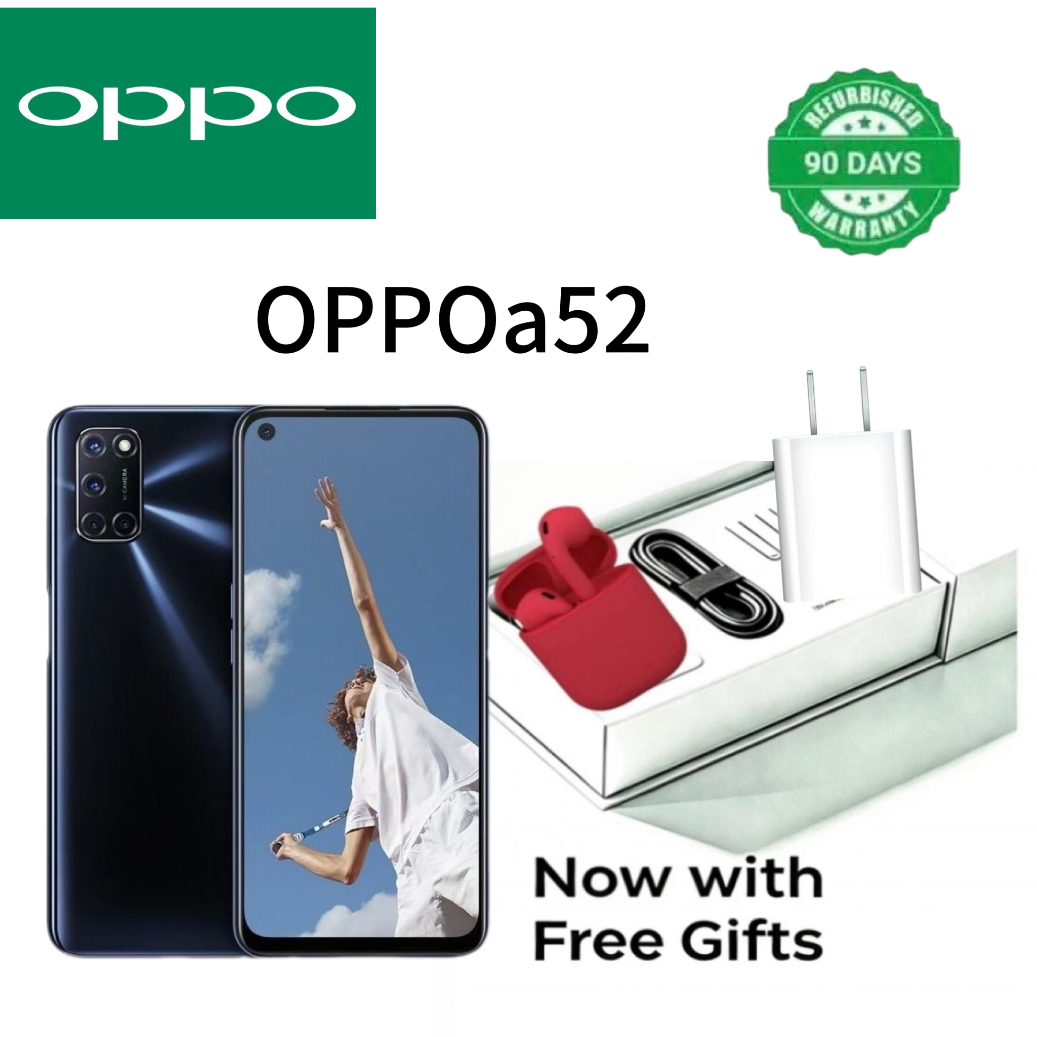 Refurbished OPPO A52 is a 5G mobile phone released in December 2020. Biometric Identification: Side fingerprint recognition + Face recognition Rear  12MP main camera Typical 5000mAh
