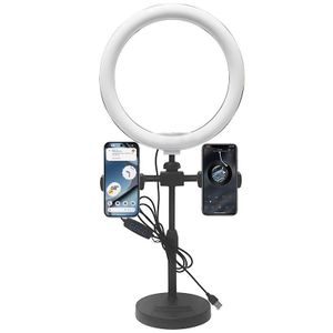 6-inch Desktop Live Fill Ring Light with Stand - USB Powered LED Ringlight for Selfie, Video, Makeup & Live Streaming - Dimmable with 3 Color Modes