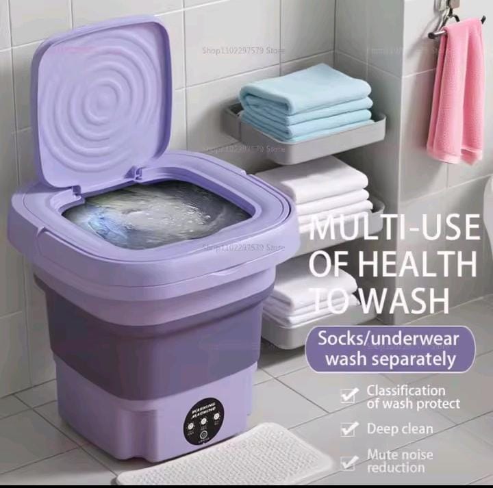 7.5L Portable Foldable Mini Washing Machine With Drain Basket Compact Electric Underwear Socks Baby Clothes Washer For Home Travel Dorm Apartment