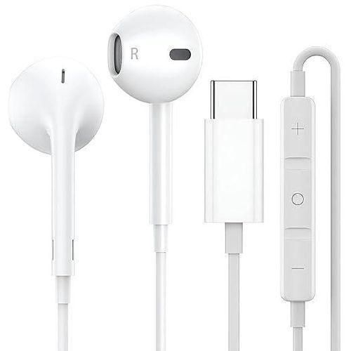 TYPE C Wired Earphones In-Ear Headphones with Mic Hands-Free Stereo Earbuds - High Bass Noise Isolating Sports Headset for Samsung Xiaomi Huawei Android PC Laptop