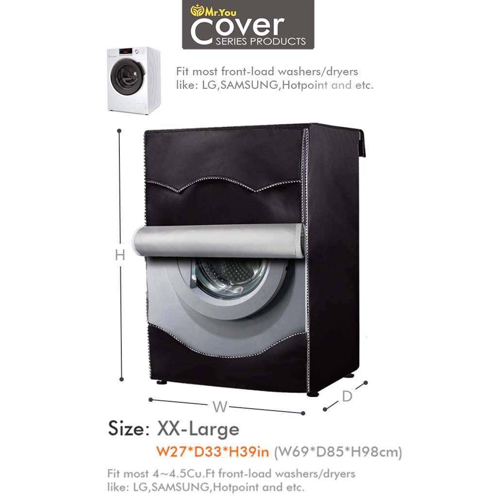 80 × 60 × 45cm Front-Load Washing Machine Protective Cover Organizer for Models up to 12kg – Silver or Black
