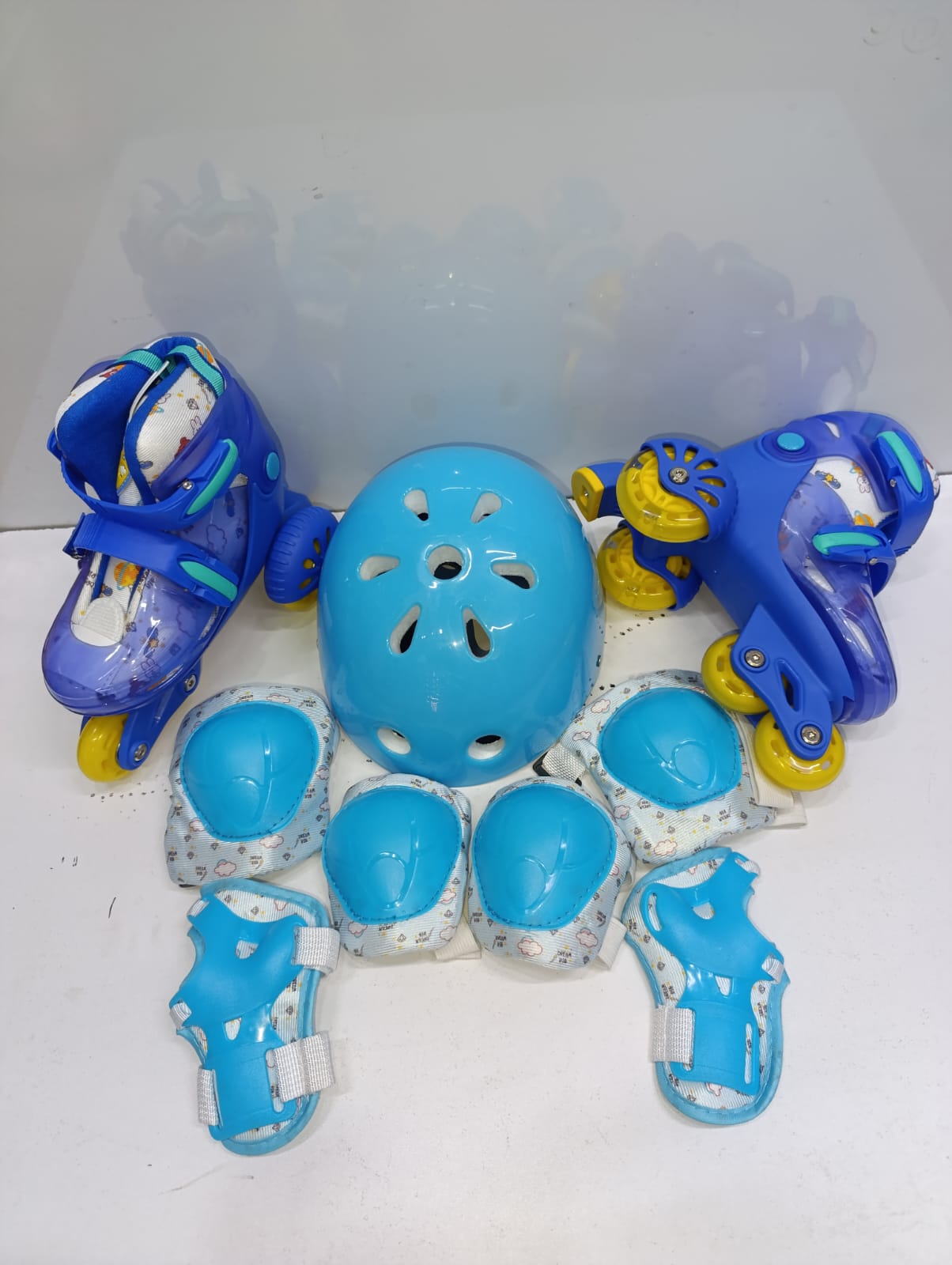 Kids’ Adjustable 3-Wheel Roller Skates Full Set with Helmet, Knee Pads, Elbow Pads and Wrist Guards – Sizes 27–30 and 31–34