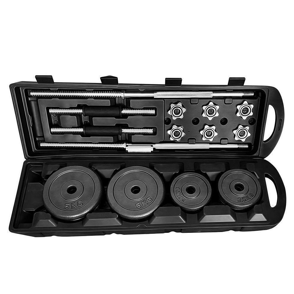 Euromax York 50kg Adjustable Cast Iron Dumbbell and Barbell Weight Set with Carry Case