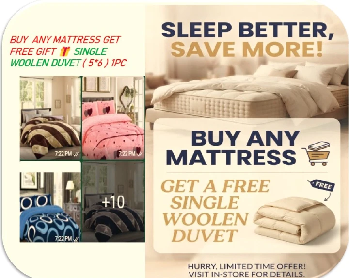 Johari 8 Inch Orthopedic Fibre Mattress Quilted Soft Cover Heavy Duty Construction Supportive Comfort Modern Bedroom Design 12 months warranty  FREE GIFT 🎁 SINGLE WOOLEN DUVET  (1pc)