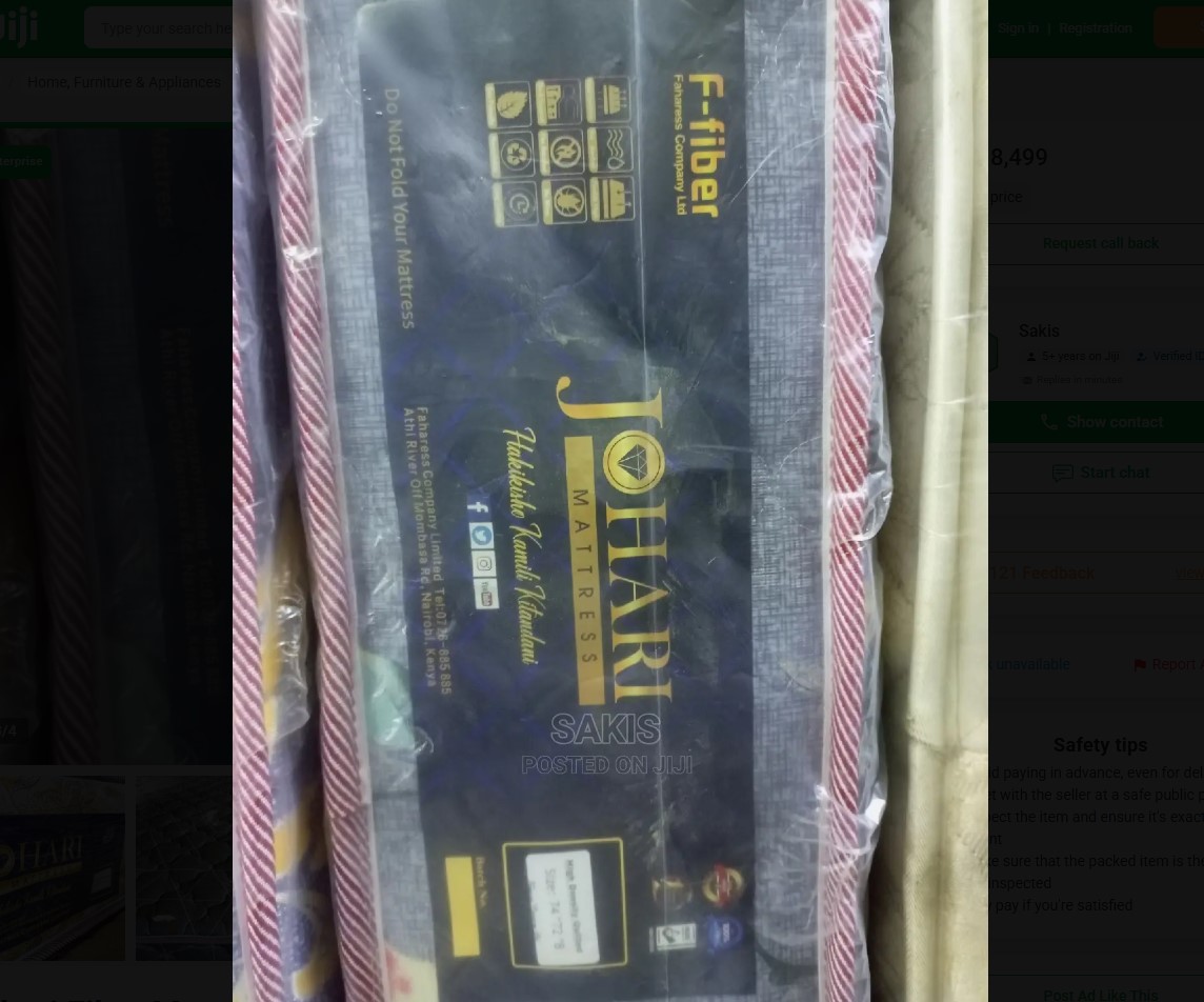Johari 8 Inch Orthopedic Fibre Mattress Supportive Breathable Bedding with 2 Pack Pillows Quilted Soft Cover Heavy Duty Construction Back Care Comfort Modern Bedroom Design 24 Month Warranty
