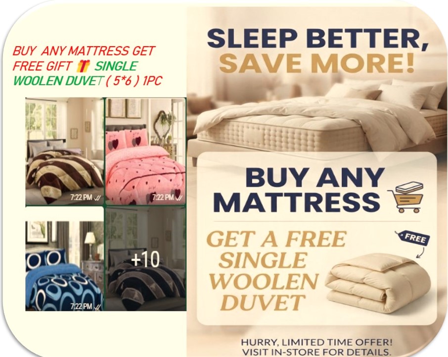 Johari 8 Inch Orthopedic Fibre Mattress Quilted Soft Cover Heavy Duty Construction Supportive Comfort Modern Bedroom Design 12 months warranty  FREE GIFT 🎁 SINGLE WOOLEN DUVET  (1pc)