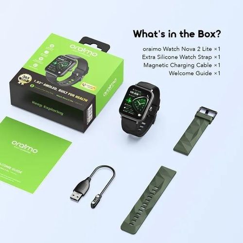 Oraimo Watch Nova 2 Lite 1.93" AMOLED Full Touch Smart Watch, Bluetooth Calling, Health & Fitness Tracking, Sports Modes, Smart Notifications, Stylish Smartwatch for Men & Women