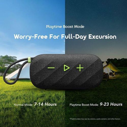 Oraimo SpaceBox Active 25W Bluetooth Speaker delivers powerful portable sound, IP55 water and dust resistance, and up to 14 hours of playtime.