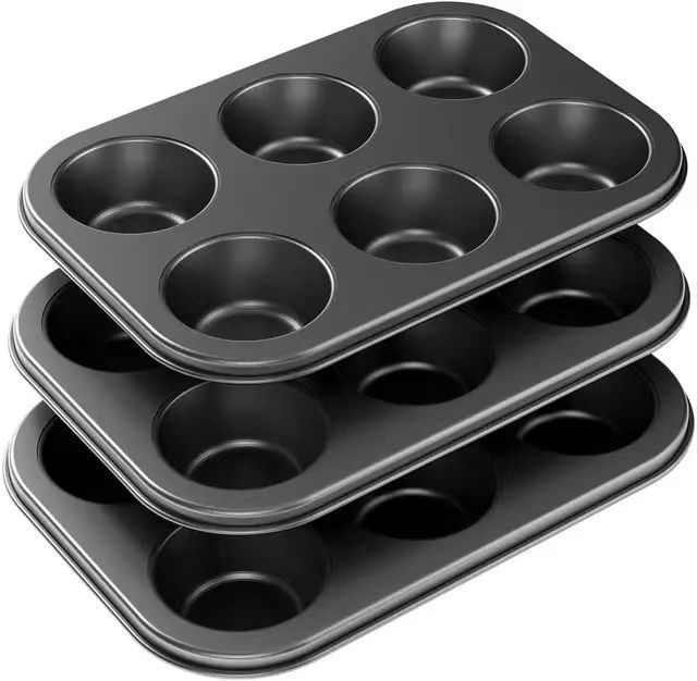 6-Hole Non-Stick Doughnut & Cupcake Baking Tray – Metallic Baking Pan, Reusable and durable and Evenly shaped baking cavities