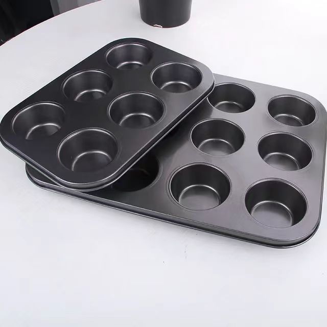6-Hole Non-Stick Doughnut & Cupcake Baking Tray – Metallic Baking Pan, Reusable and durable and Evenly shaped baking cavities