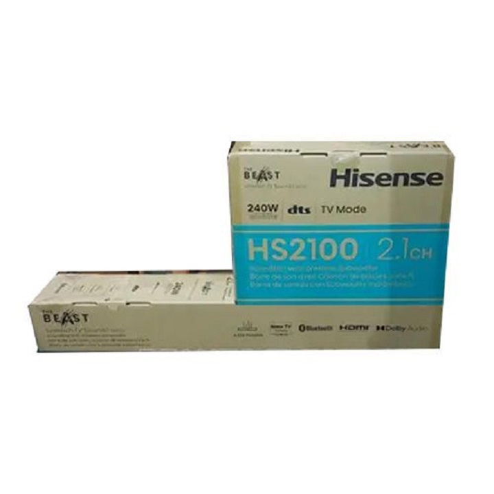 Hisense Soundbar HS2100 Deep Bass-240W Dolby Digital Audio Home Cinema Sound bar 240 Watts 2.1 Ch HisenseHS2100  Hisense Sound bar HS2100 System Audio System 2.1CH wireless subwoofer+TV Guard +Bracket