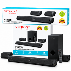 Vitron soundbar system V535SB 11500watts PMPO 5.1CH  high quality Bluetooth Sound Bar System with deep bass Subwoofer system AC/DC HDMI ARC USB & AUX Vitron Sound bar music system Remote Controlled