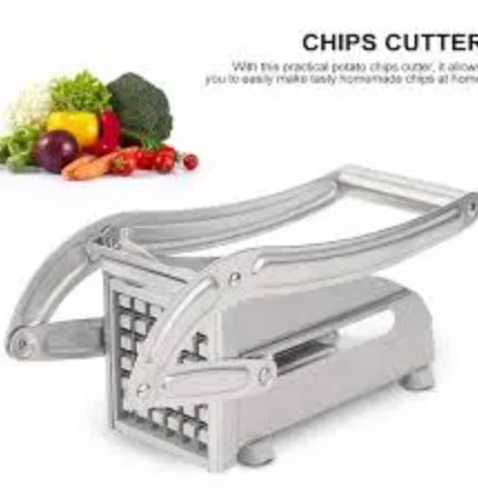Metallic Chips Cutter Heavy Duty Potato French Fries Slicer Durable Kitchen Tool Stainless Steel Blade Manual Vegetable Cutter for Fast Uniform Chips Easy Operation Home Restaurant Use