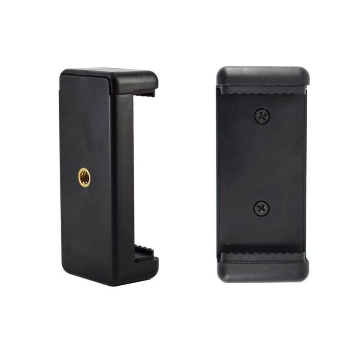 Universal Cellphone Tripod Mount Adapter Clip – 1/4" Thread Adjustable Smartphone Holder for Tripods, Monopods & Selfie Sticks